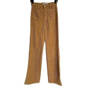 REFORMATION Jeans Alyssa High Rise Wide Leg Corduroy Pants Brown Women’s Size 23